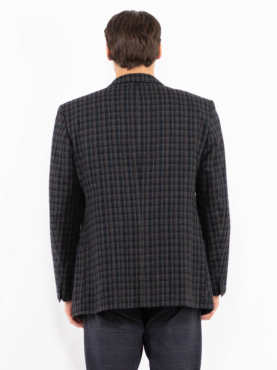 Vintage 70's Men Wool Blazer Jacket in GrayZ2441