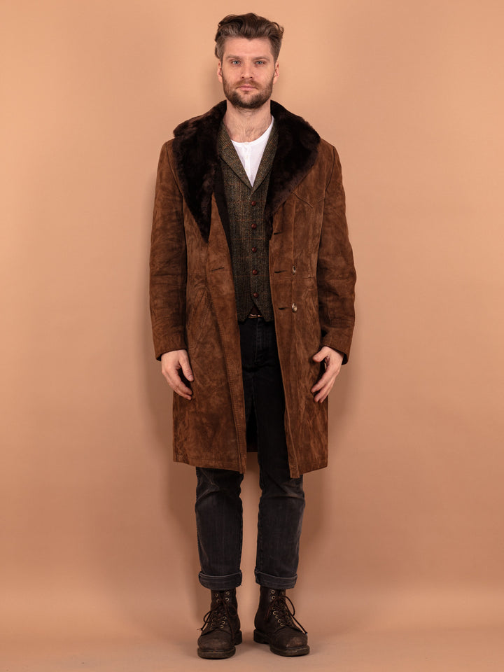 Vintage 70's Men Western Suede Coat in Brown - NorthernGrip