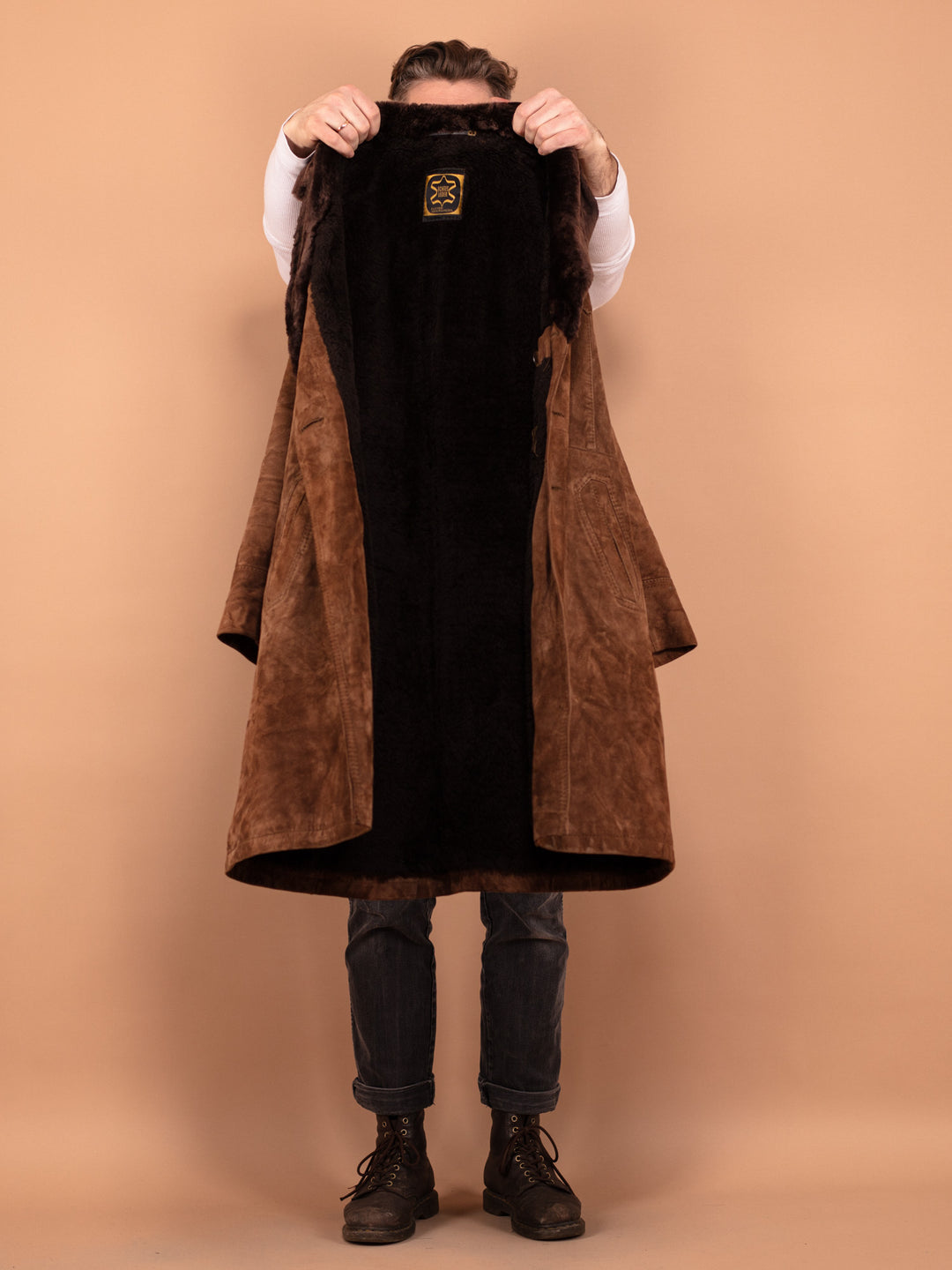 Vintage 70's Men Western Suede Coat in Brown - NorthernGrip