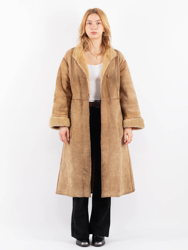 Vintage 70's Women Sheepskin Coat in BeigeV9644