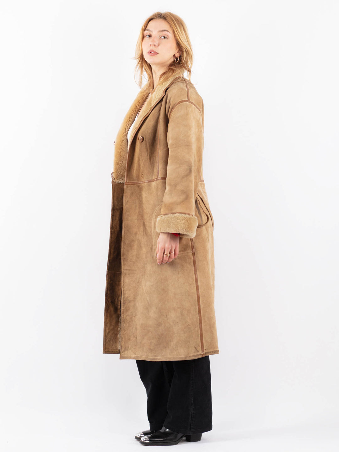 Vintage 70's Women Sheepskin Coat in BeigeV9644