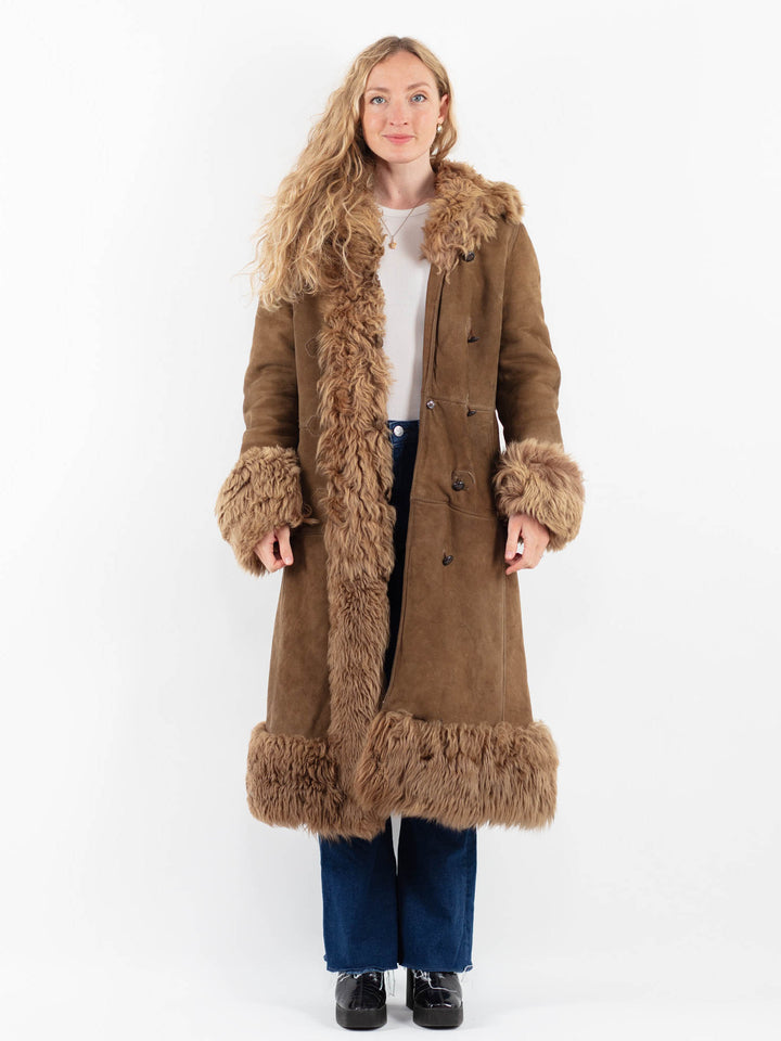 Vintage 70's Women Sheepskin Coat in BrownV9845