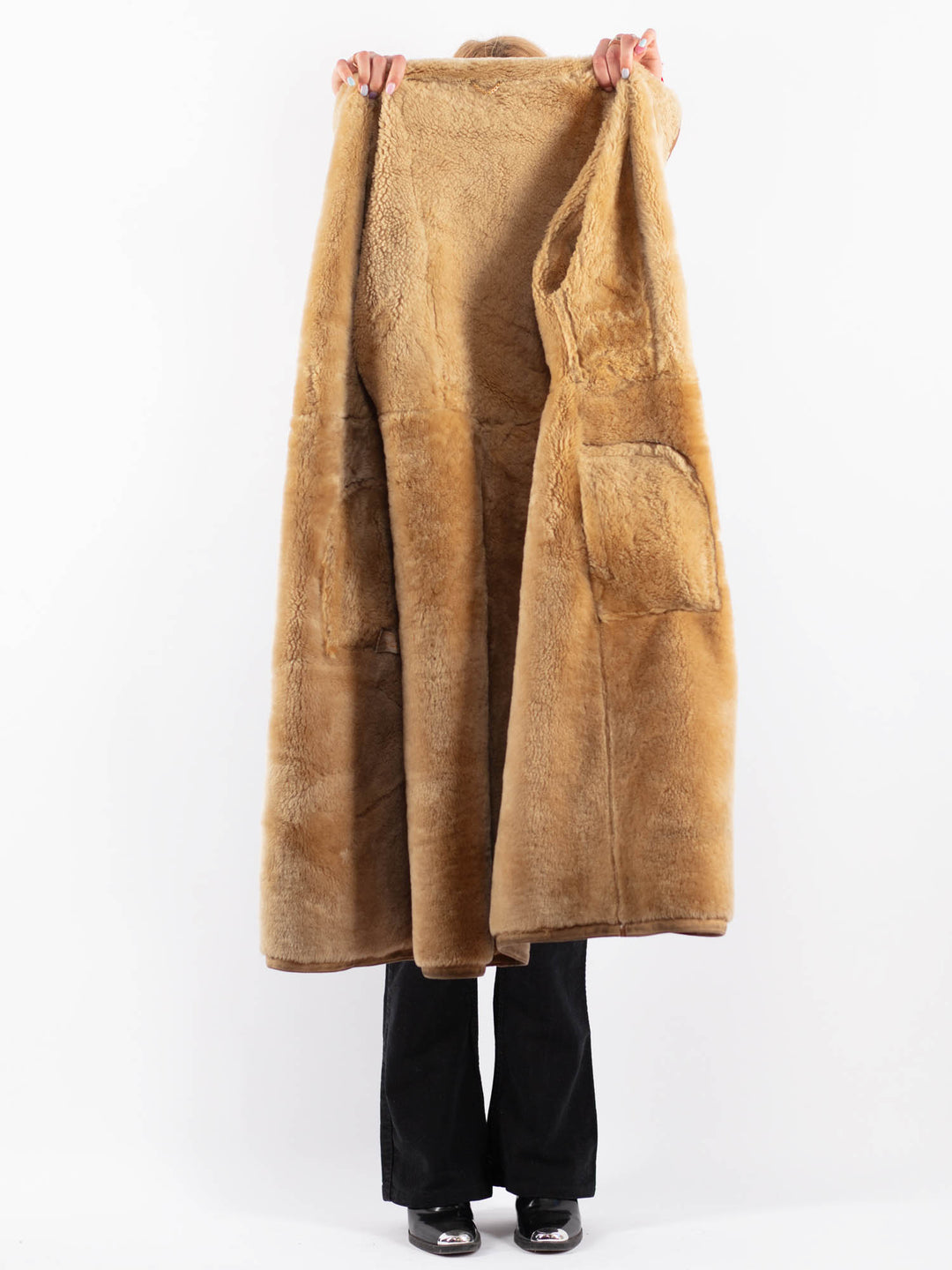 Vintage 70's Women Sheepskin Coat in BeigeV9644
