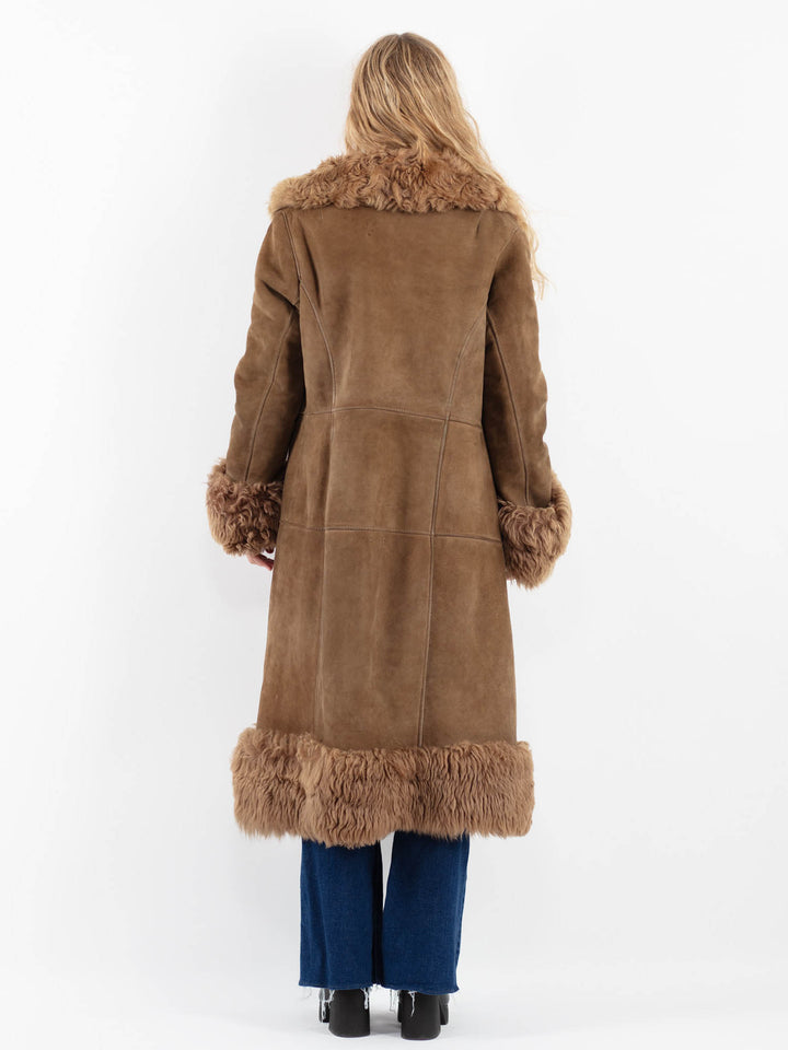 Vintage 70's Women Sheepskin Coat in BrownV9845
