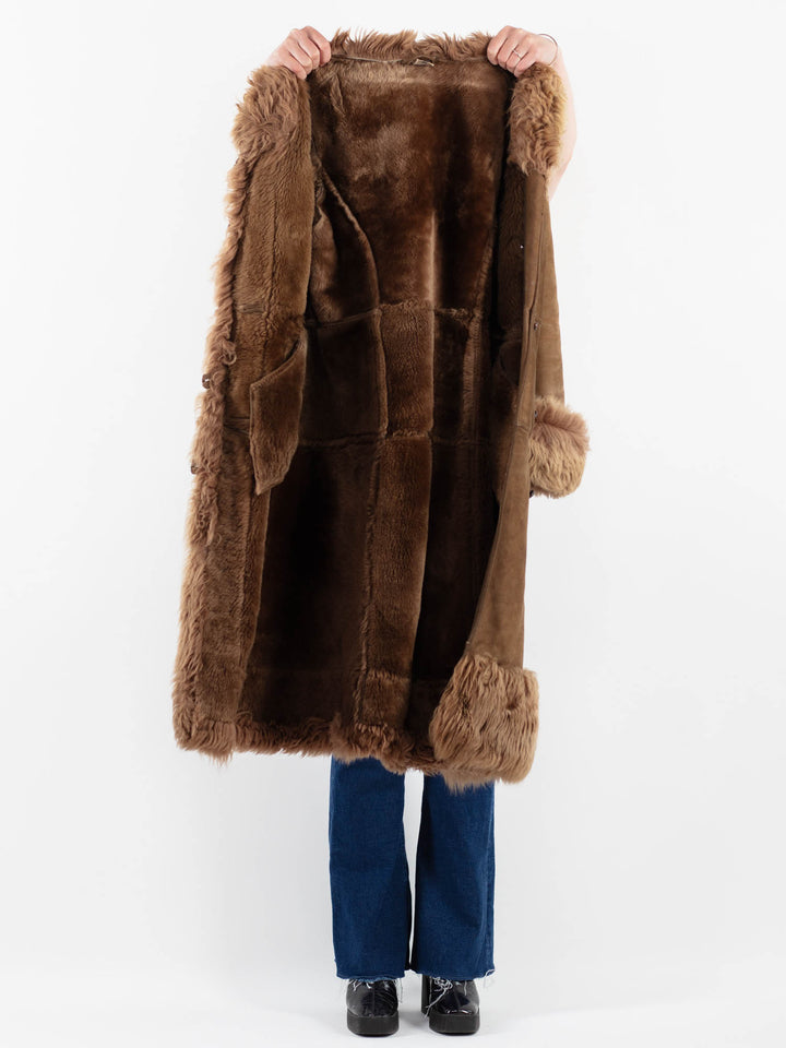 Vintage 70's Women Sheepskin Coat in BrownV9845