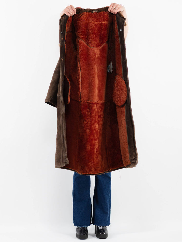 Vintage 70's Women Sheepskin Coat in BrownV9847