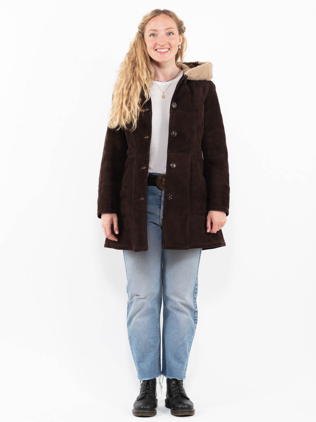Vintage 70's Women Sheepskin Coat in BrownA0247