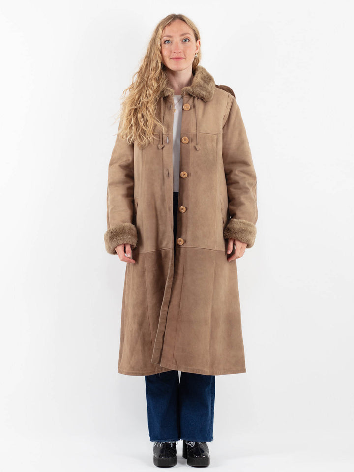 Vintage 70's Women Sheepskin Coat in BeigeV9849