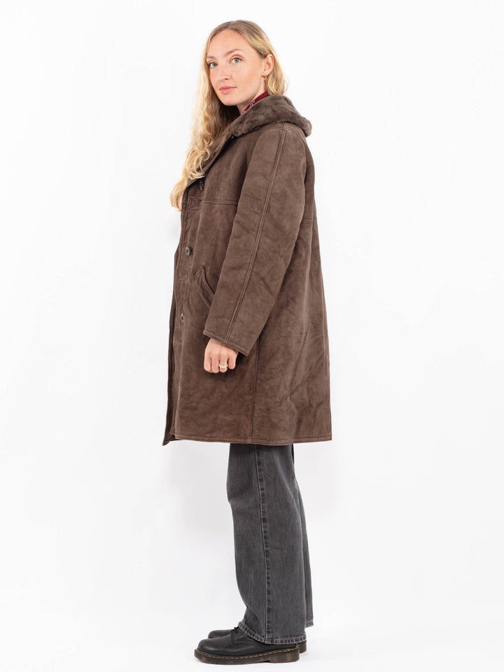 Vintage 70's Women Sheepskin Coat in BrownA0594