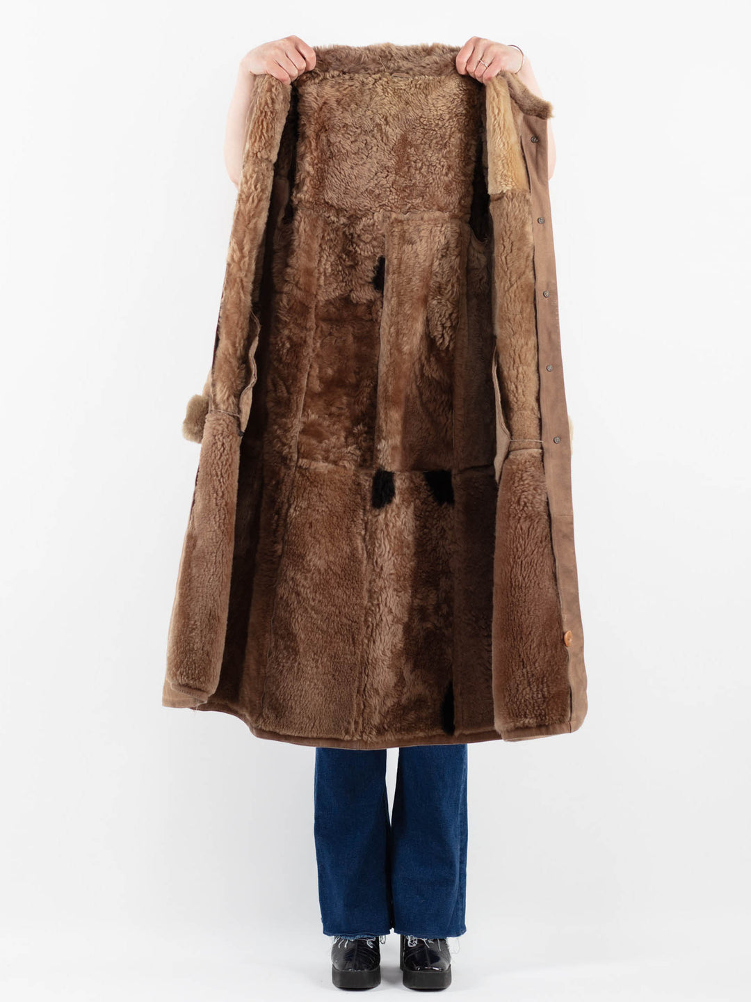 Vintage 70's Women Sheepskin Coat in BeigeV9849