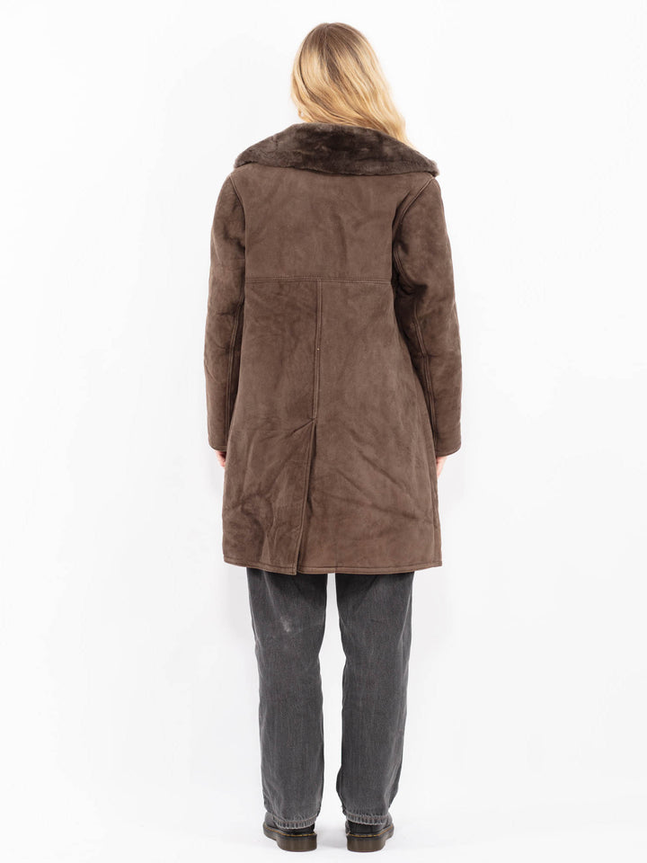 Vintage 70's Women Sheepskin Coat in BrownA0594