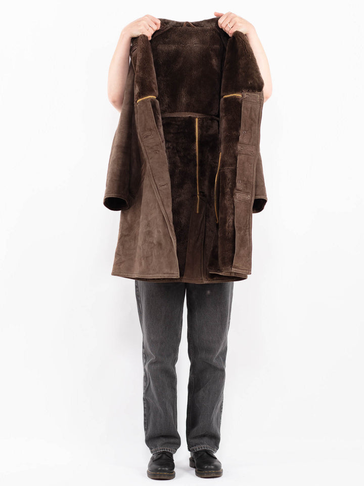 Vintage 70's Women Sheepskin Coat in BrownA0594