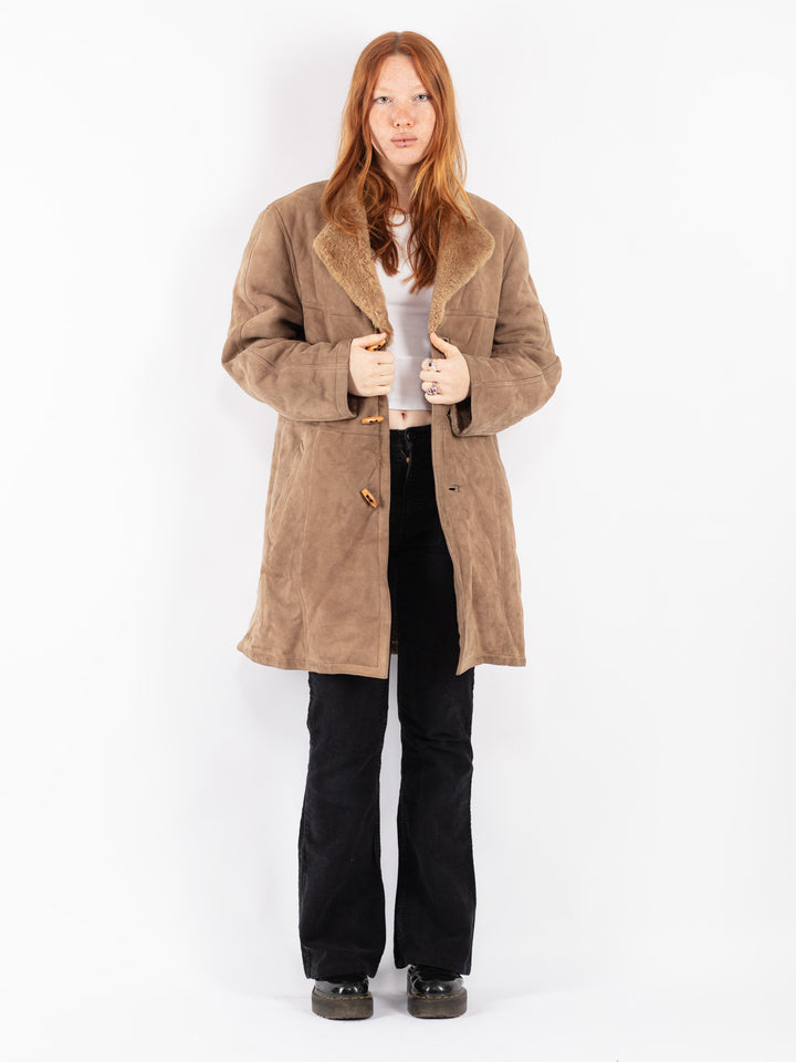 Vintage 70's Women Sheepskin Coat in Beige