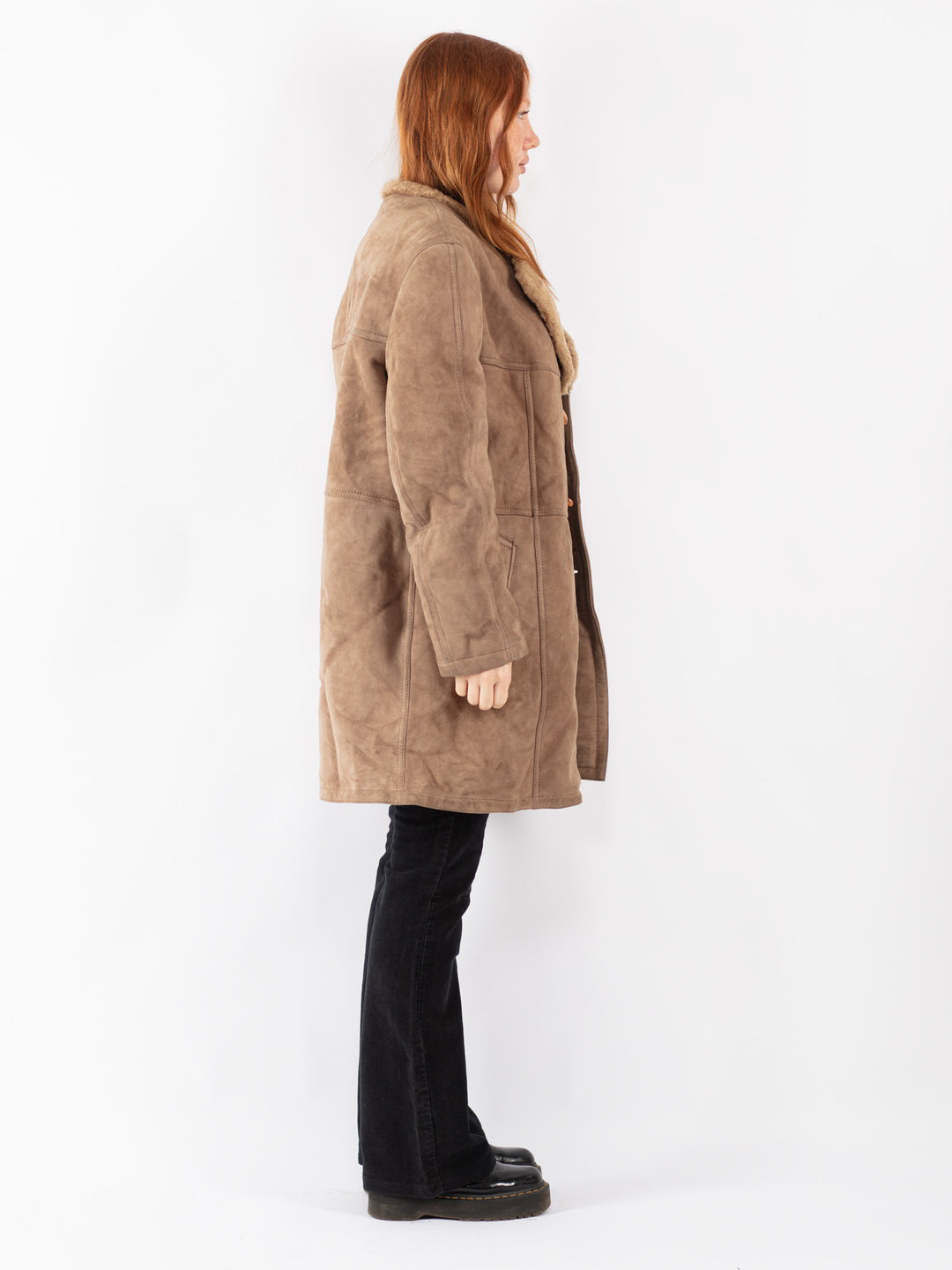 Vintage 70's Women Sheepskin Coat in Beige
