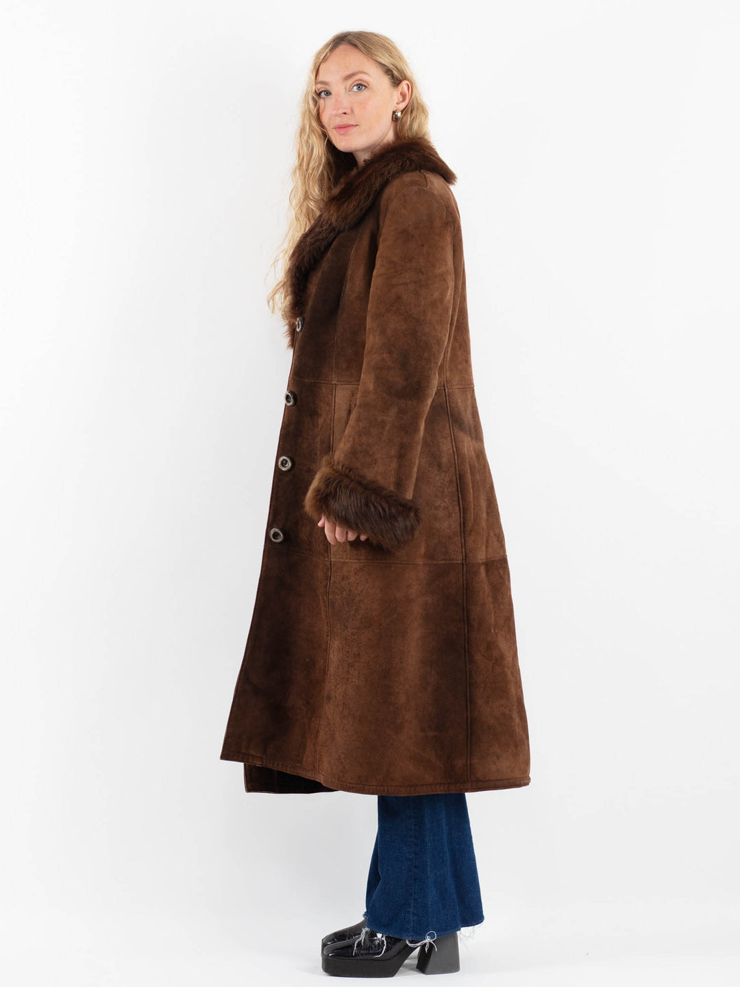 Vintage 70's Women Sheepskin Coat in BrownV9856