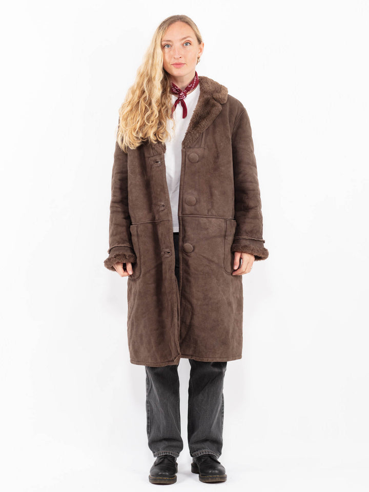 Vintage 70's Women Sheepskin Coat in BrownA0601