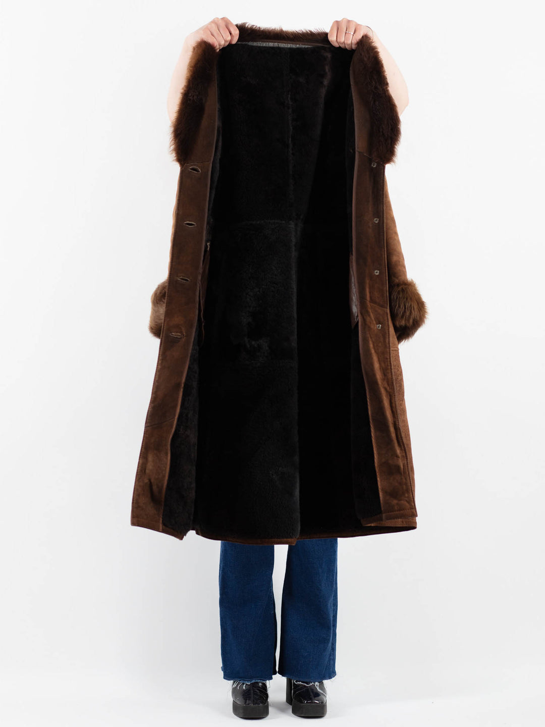 Vintage 70's Women Sheepskin Coat in BrownV9856