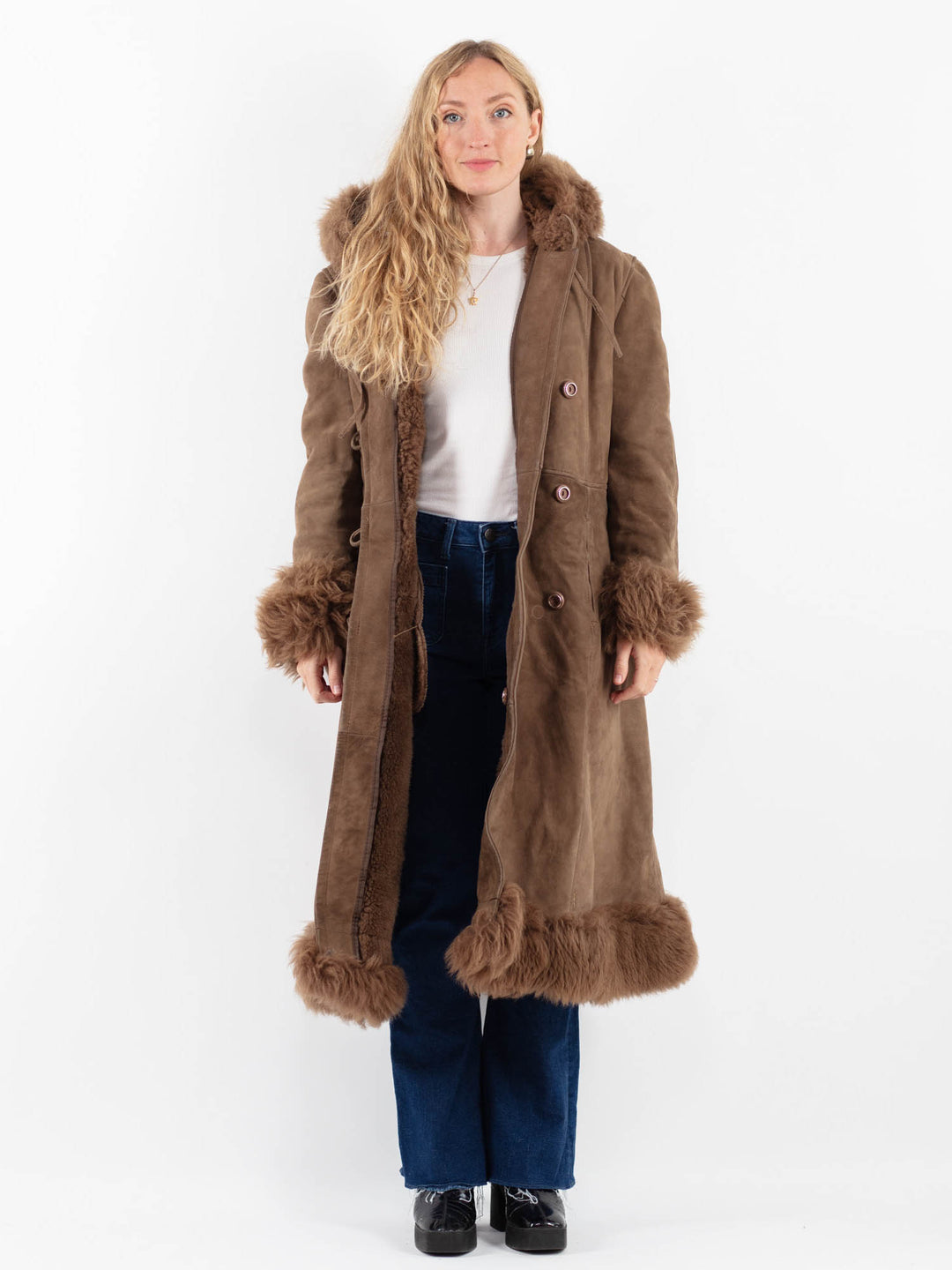 Vintage 70's Women Sheepskin Coat in BrownV9861