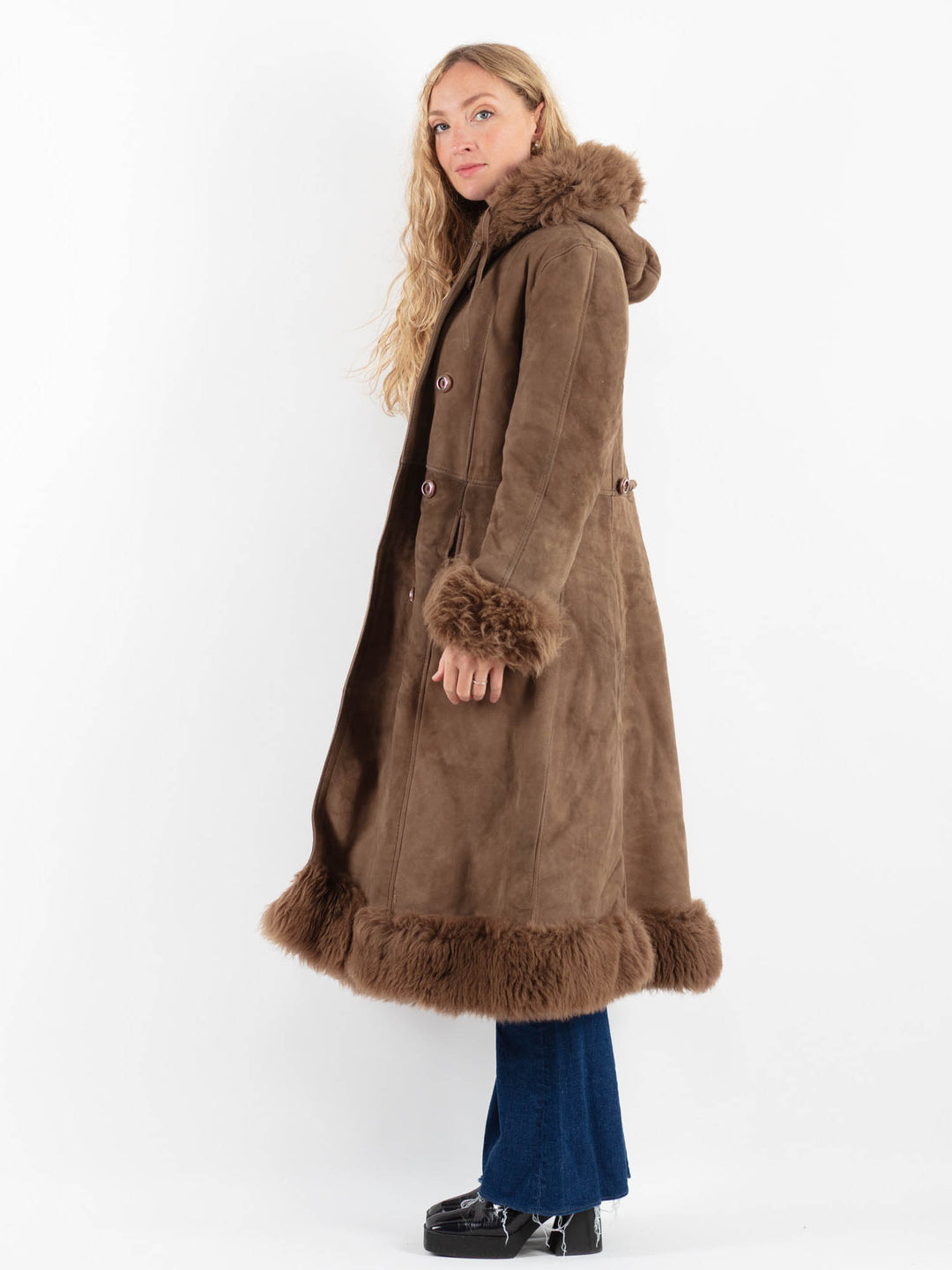 Vintage 70's Women Sheepskin Coat in BrownV9861