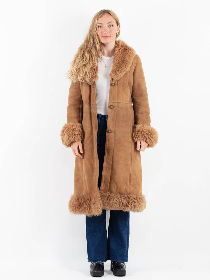 Vintage 70's Women Sheepskin Coat in BrownV9864