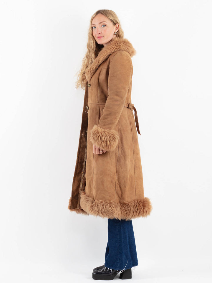 Vintage 70's Women Sheepskin Coat in BrownV9864
