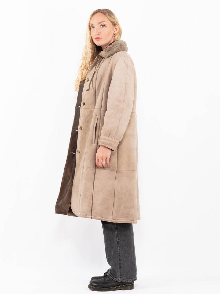 Vintage 70's Women Sheepskin Coat in BeigeA0612