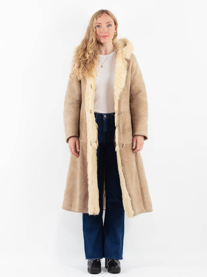 Vintage 70's Women Sheepskin Coat in BeigeV9871