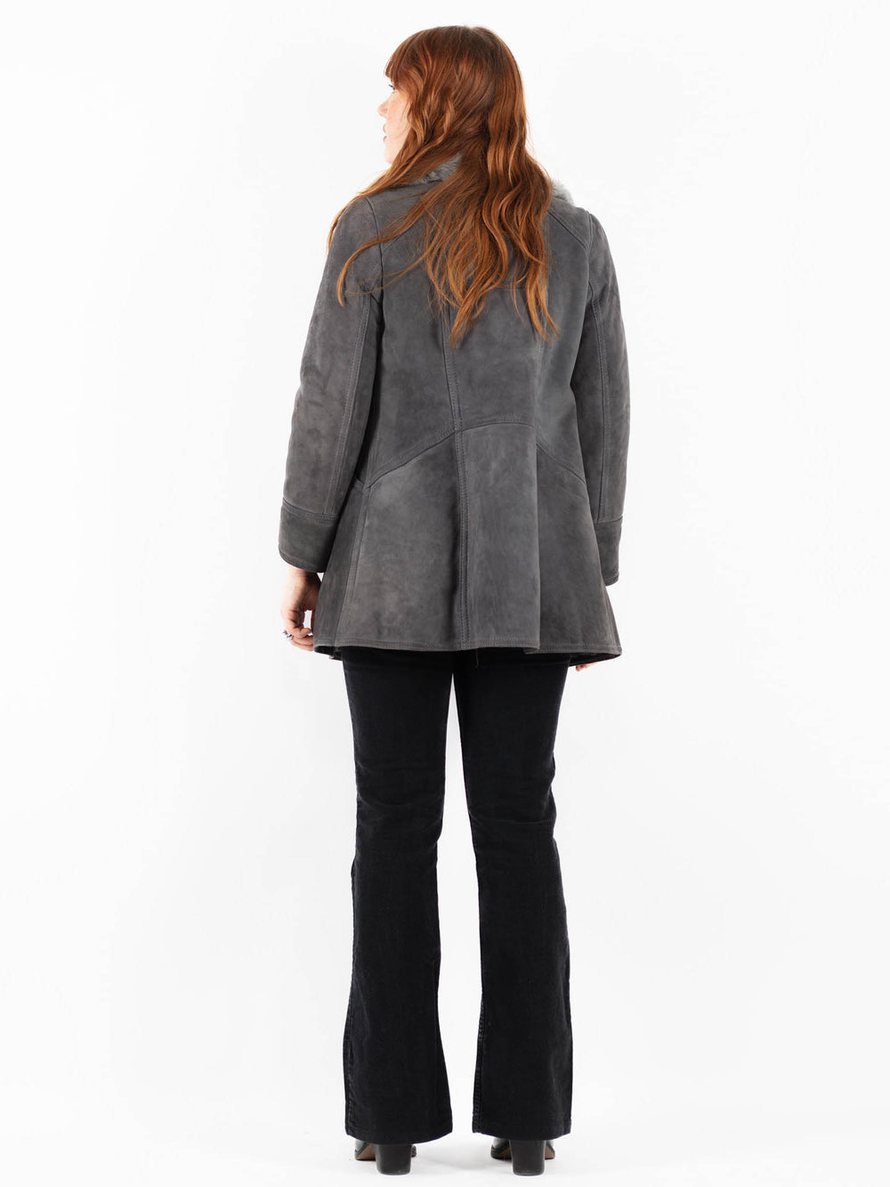 Vintage 70's Women Sheepskin Coat in GrayV9771