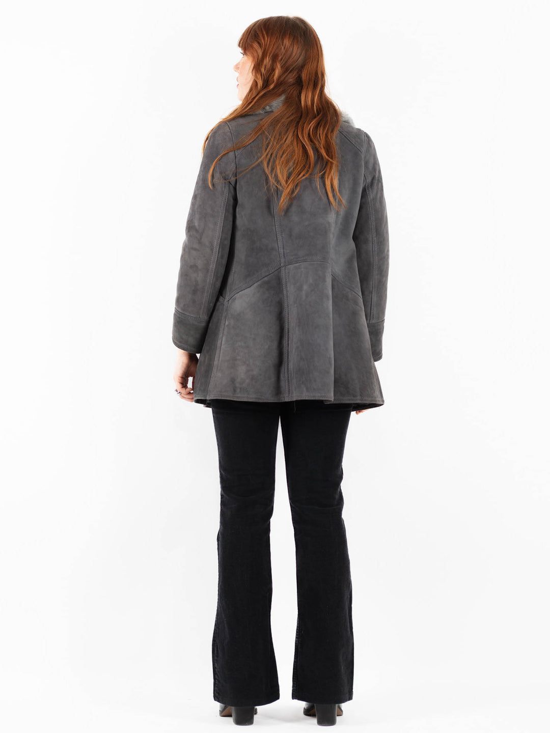 Vintage 70's Women Sheepskin Coat in GrayV9771