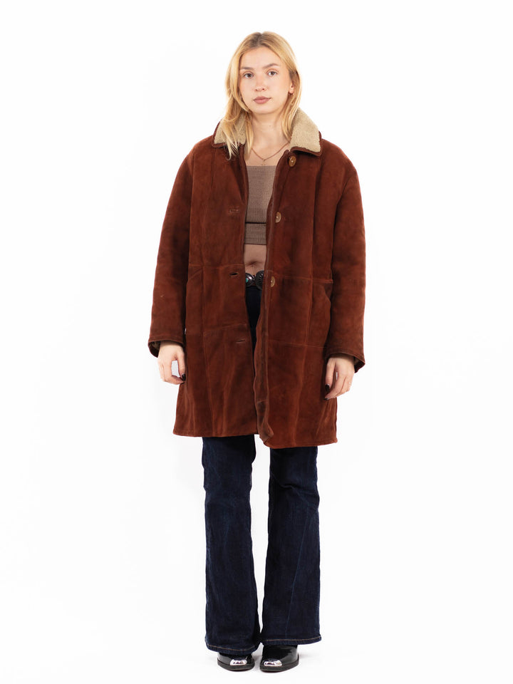 Vintage 70's Women Sheepskin Coat in Brown