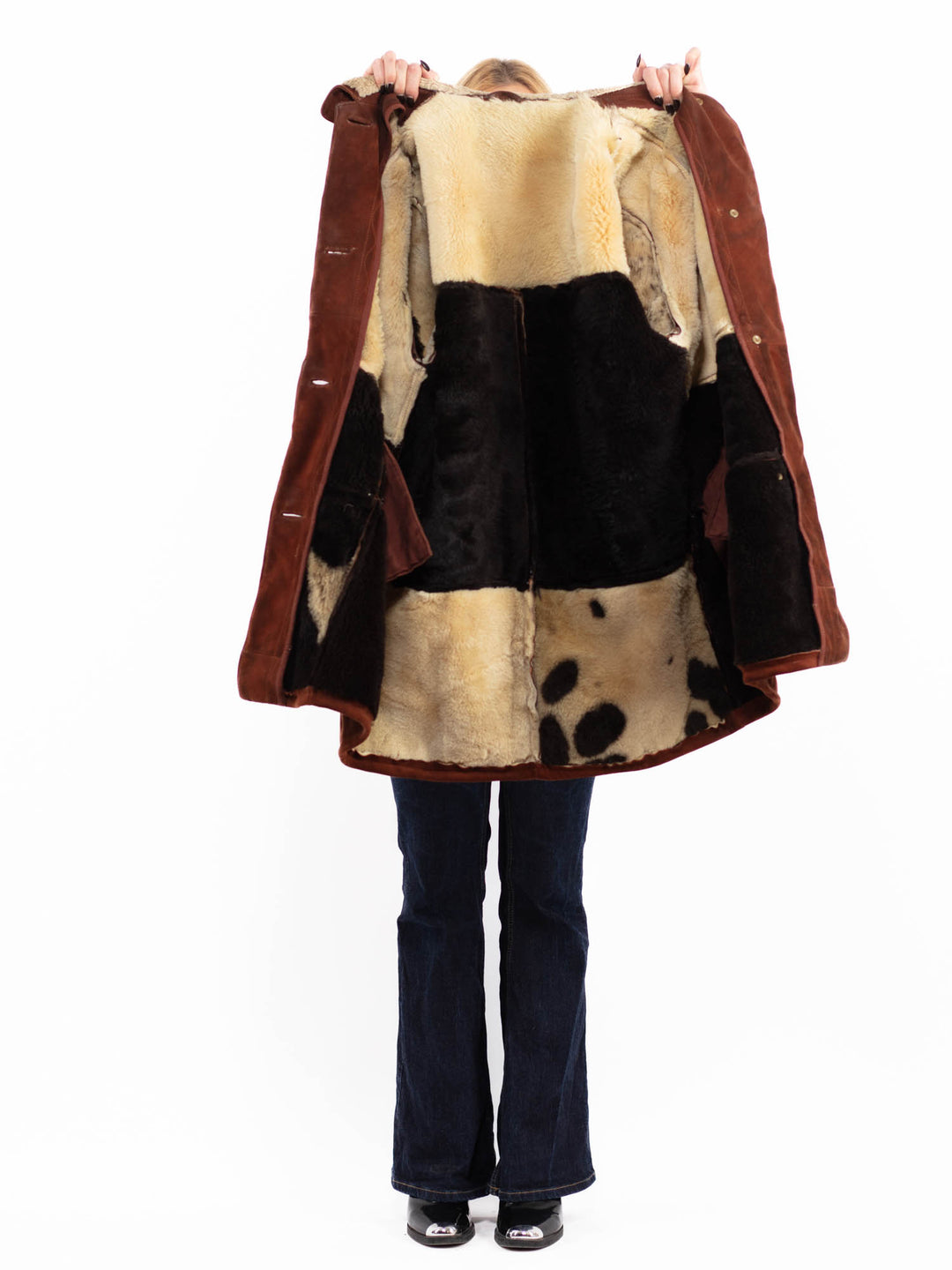 Vintage 70's Women Sheepskin Coat in Brown