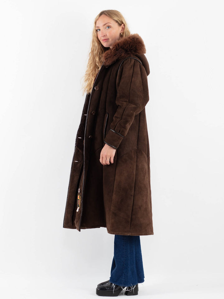 Vintage 70's Women Sheepskin Coat in BrownV9875