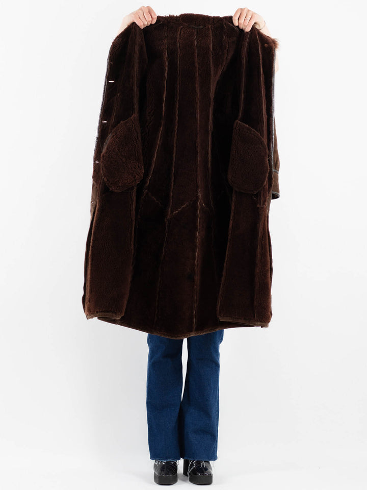 Vintage 70's Women Sheepskin Coat in BrownV9875