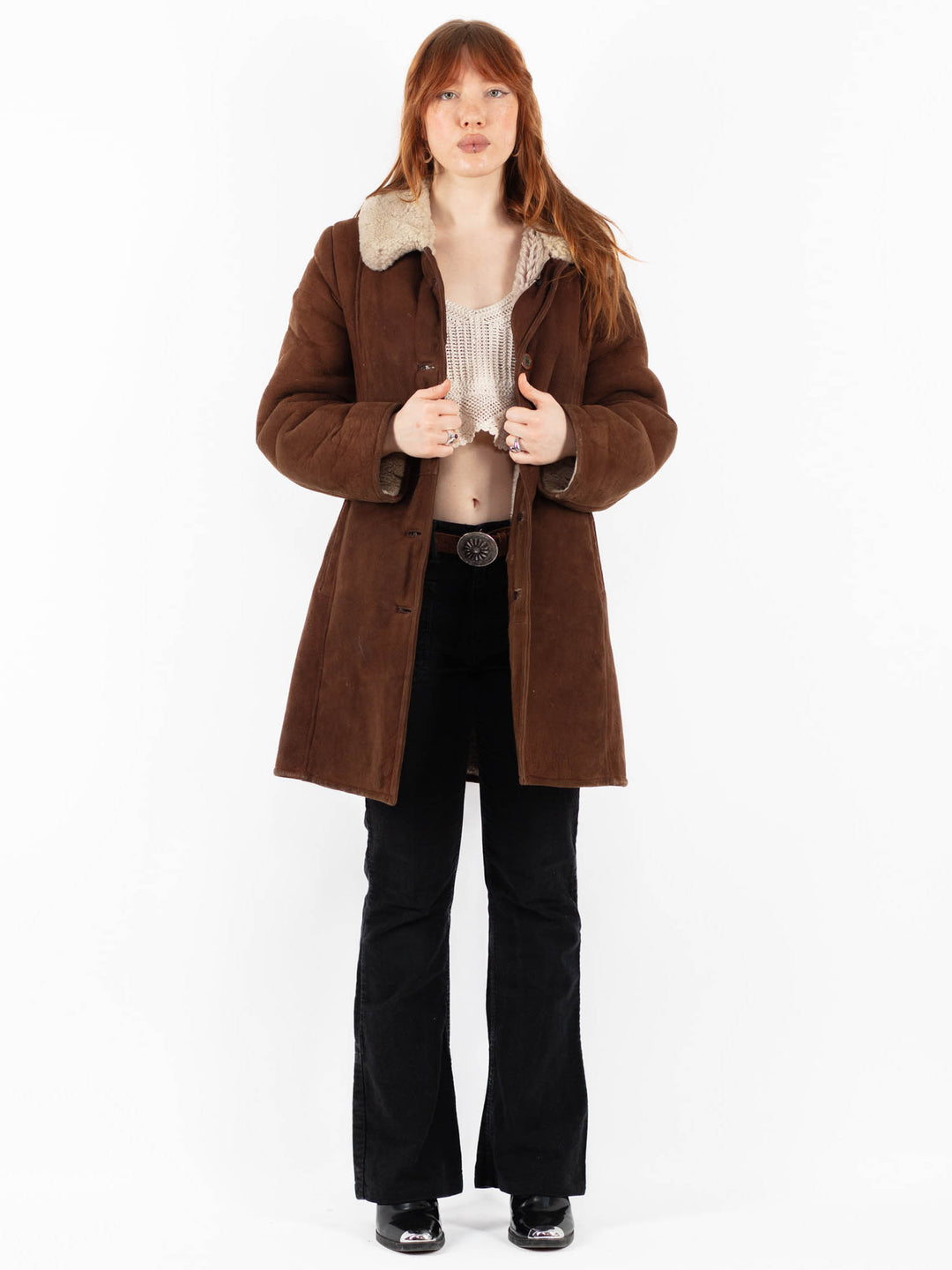 Vintage 70's Women Sheepskin Coat in BrownV9778