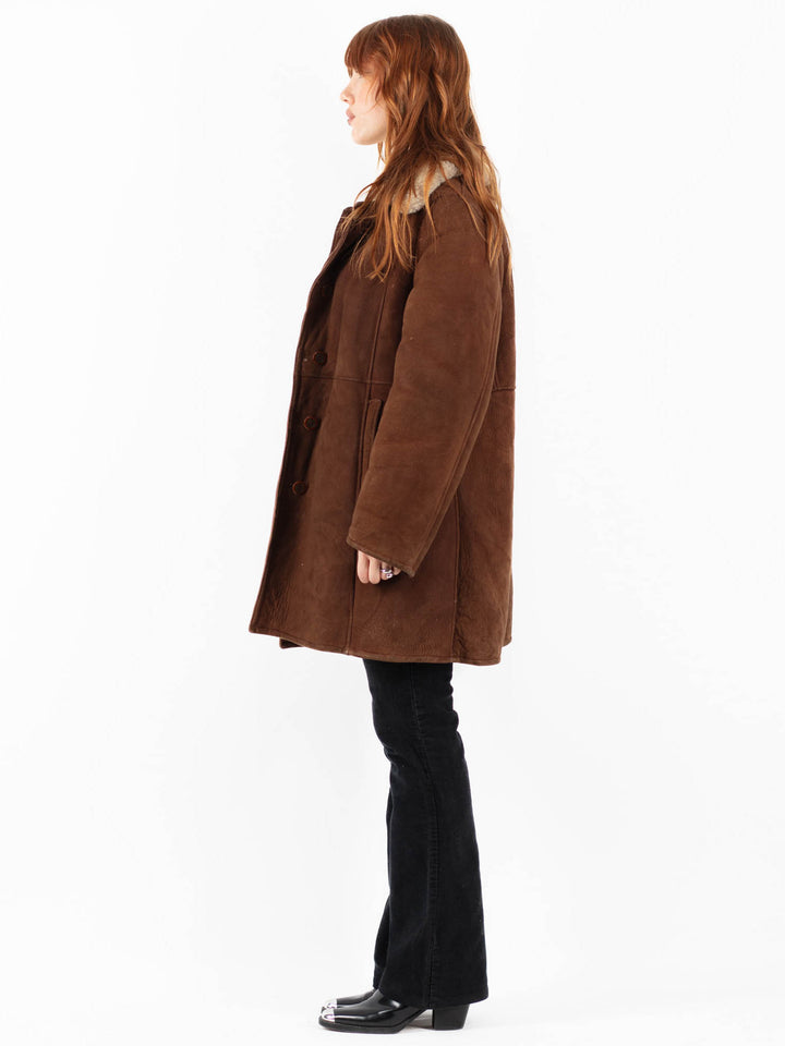 Vintage 70's Women Sheepskin Coat in BrownV9778