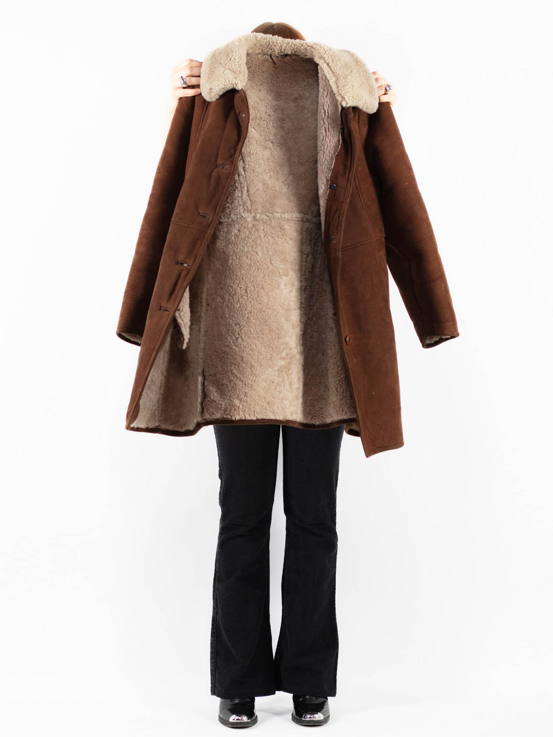 Vintage 70's Women Sheepskin Coat in BrownV9778