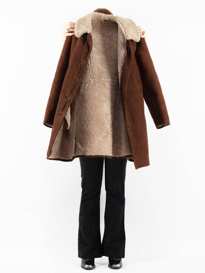 Vintage 70's Women Sheepskin Coat in BrownV9778