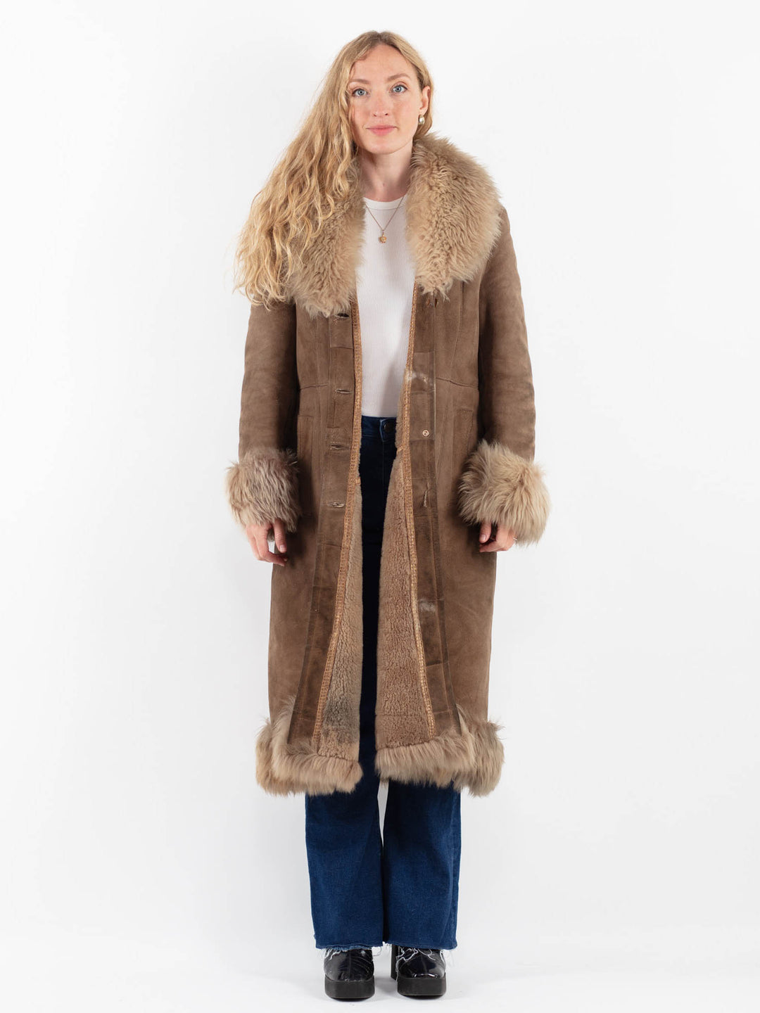 Vintage 70's Women Sheepskin Coat in BrownV9883