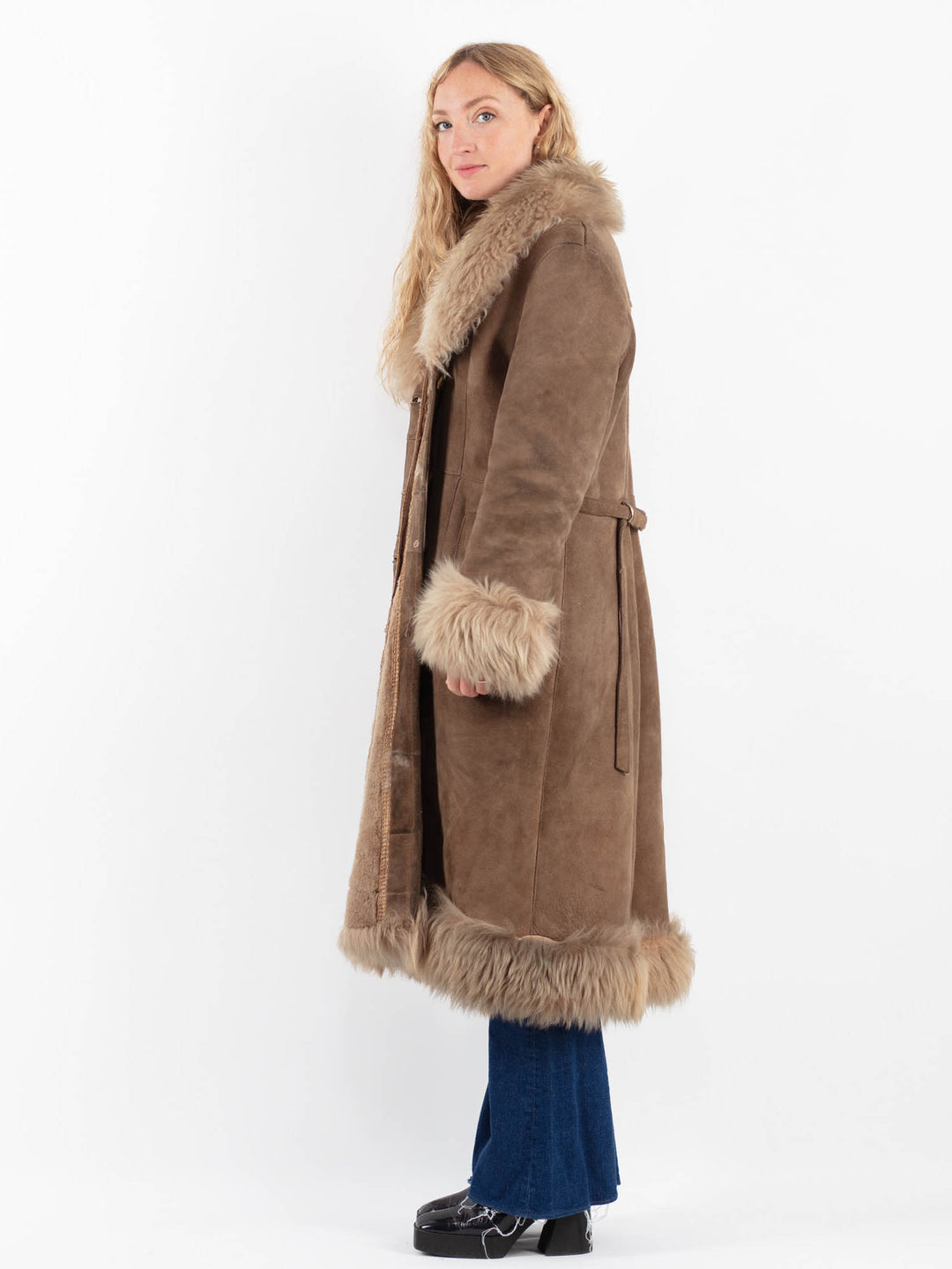 Vintage 70's Women Sheepskin Coat in BrownV9883