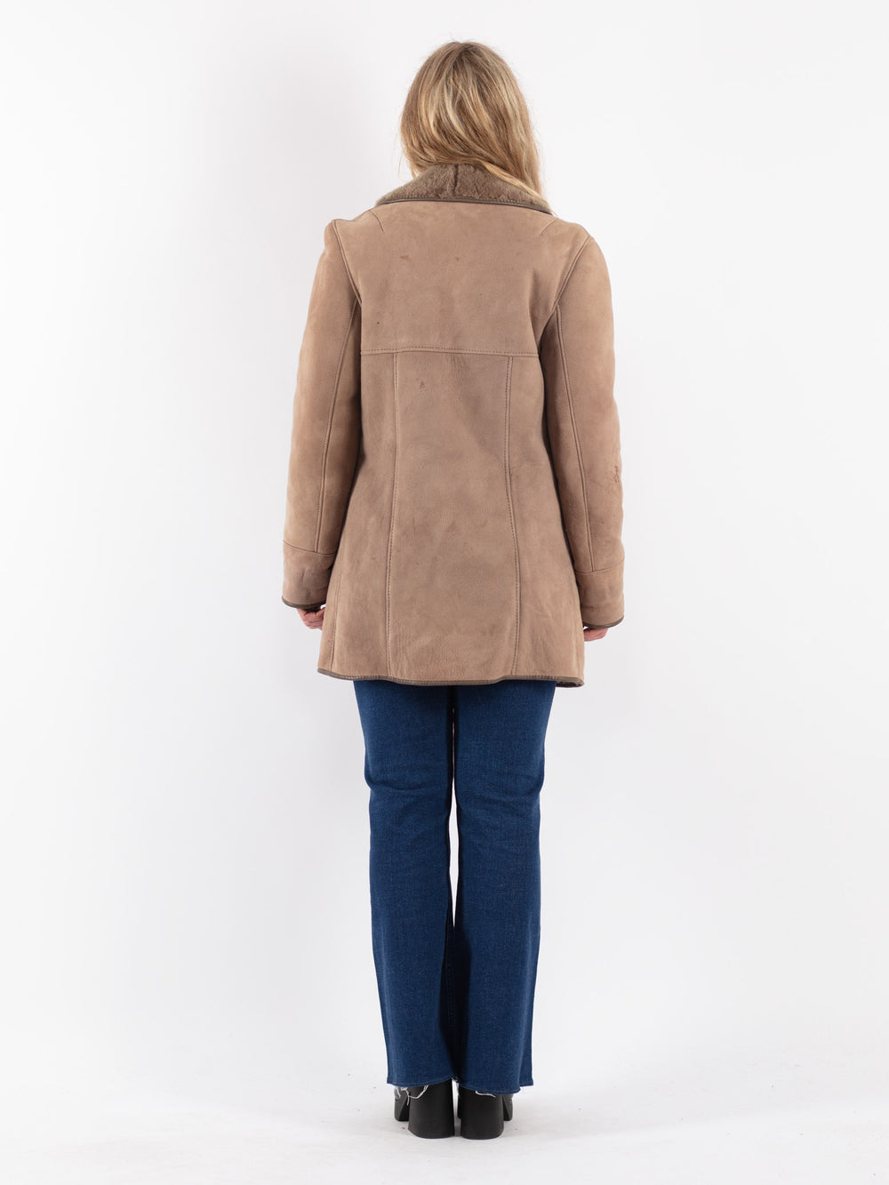 Vintage 70's Women Sheepskin Coat in Beige