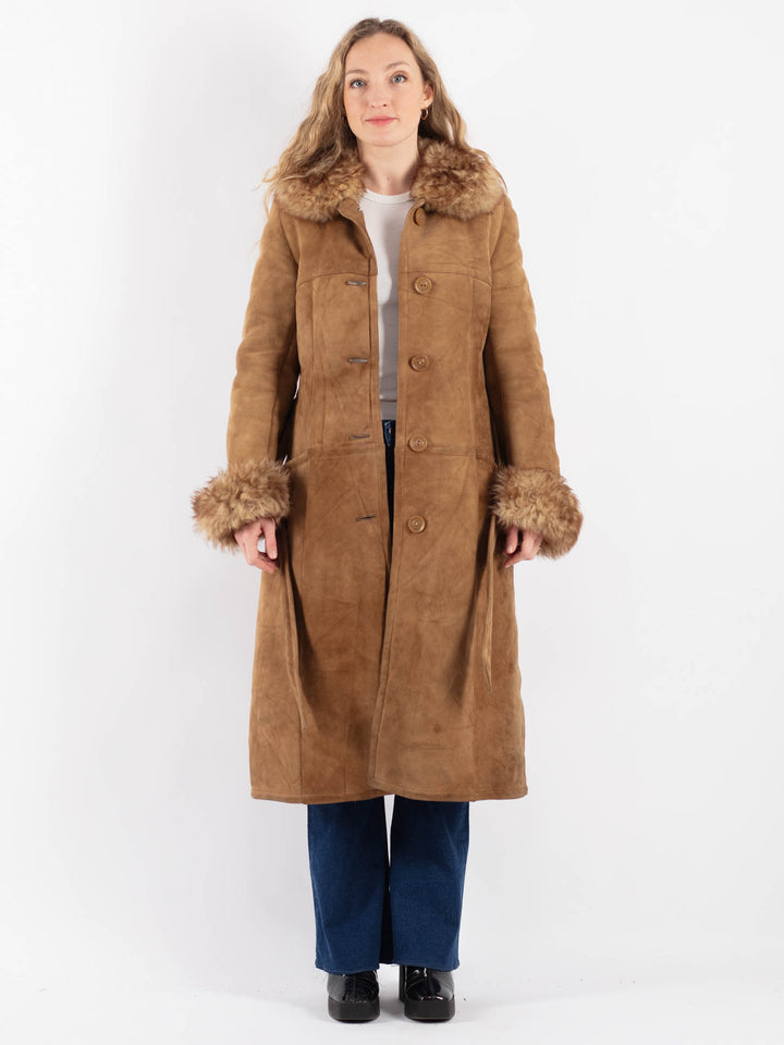 Vintage 70's Women Sheepskin Coat in BeigeV9156
