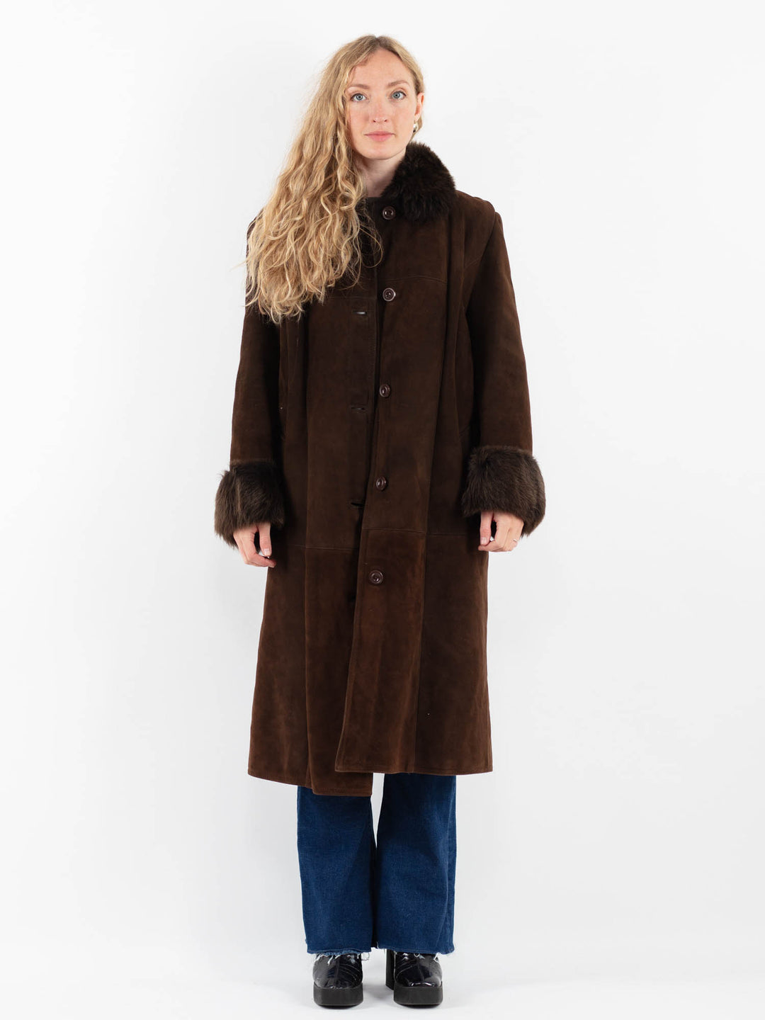 Vintage 70's Women Sheepskin Coat in BrownV9891