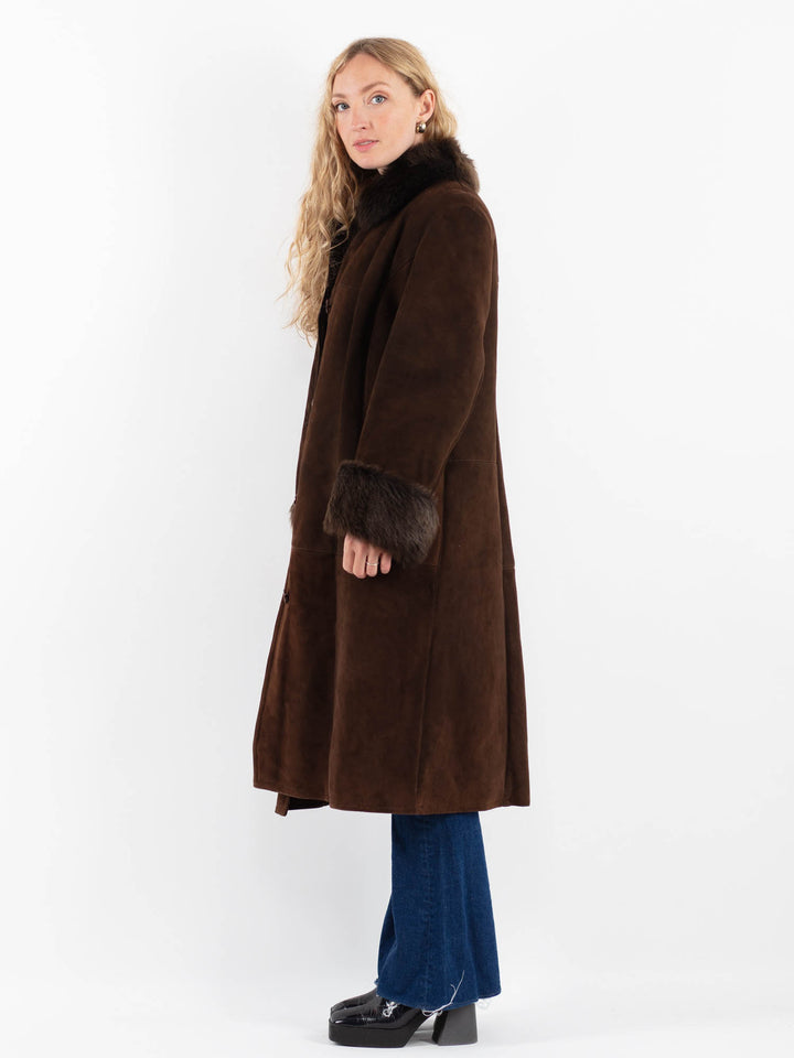 Vintage 70's Women Sheepskin Coat in BrownV9891