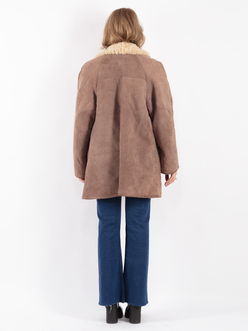 Vintage 70's Women Sheepskin Coat in Beige