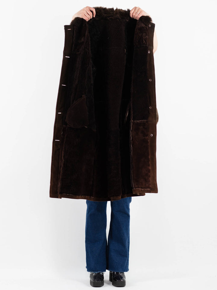 Vintage 70's Women Sheepskin Coat in BrownV9891