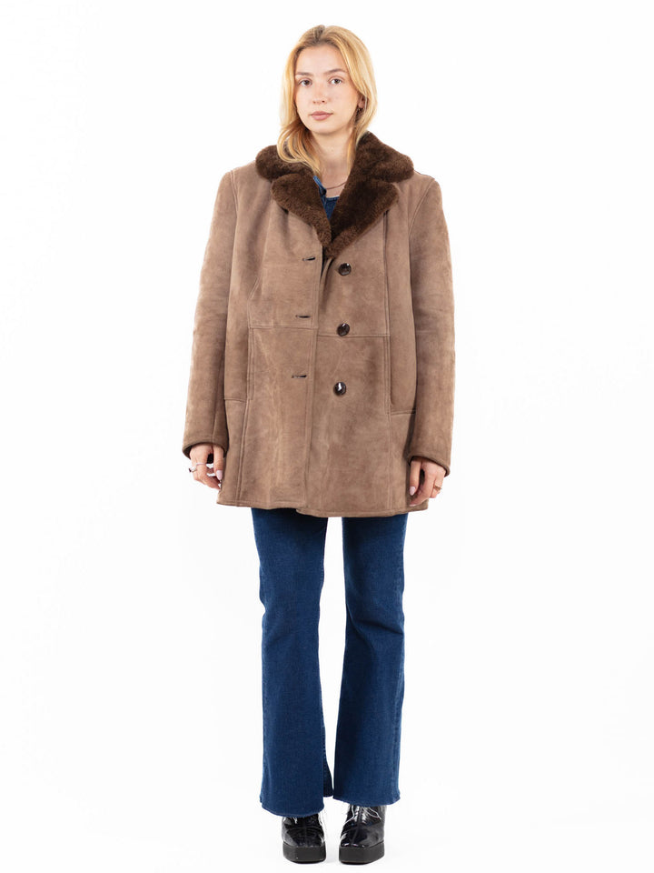 Vintage 70's Women Sheepskin Coat in BeigeA0082
