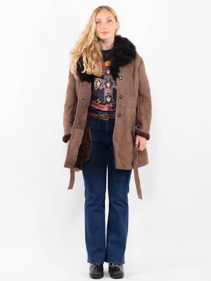 Vintage 70's Women Sheepskin Coat in BeigeA0393