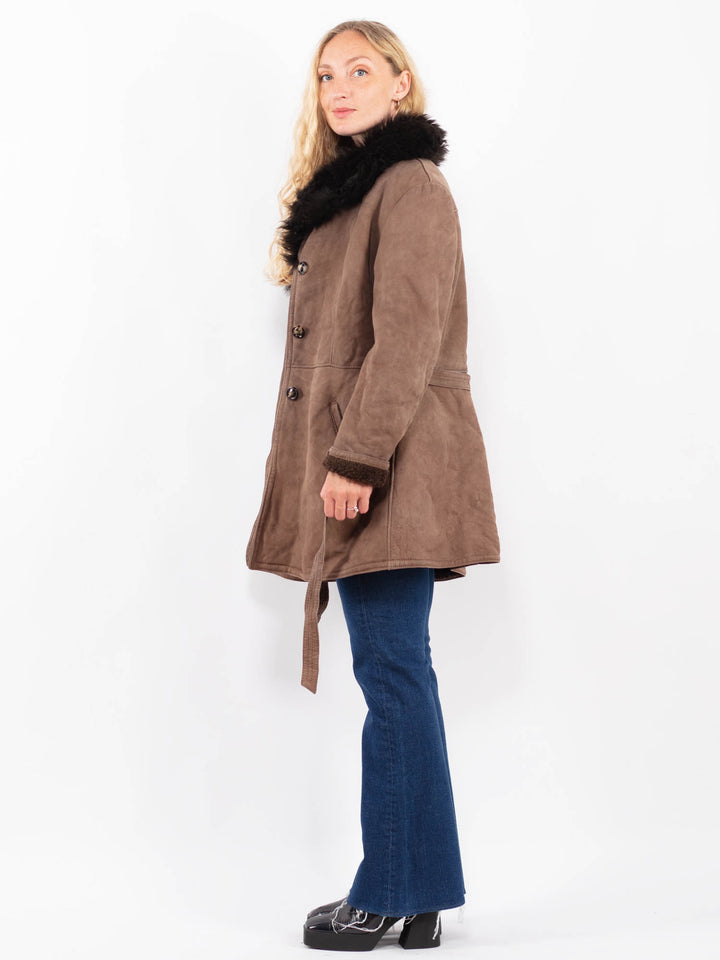 Vintage 70's Women Sheepskin Coat in BeigeA0393