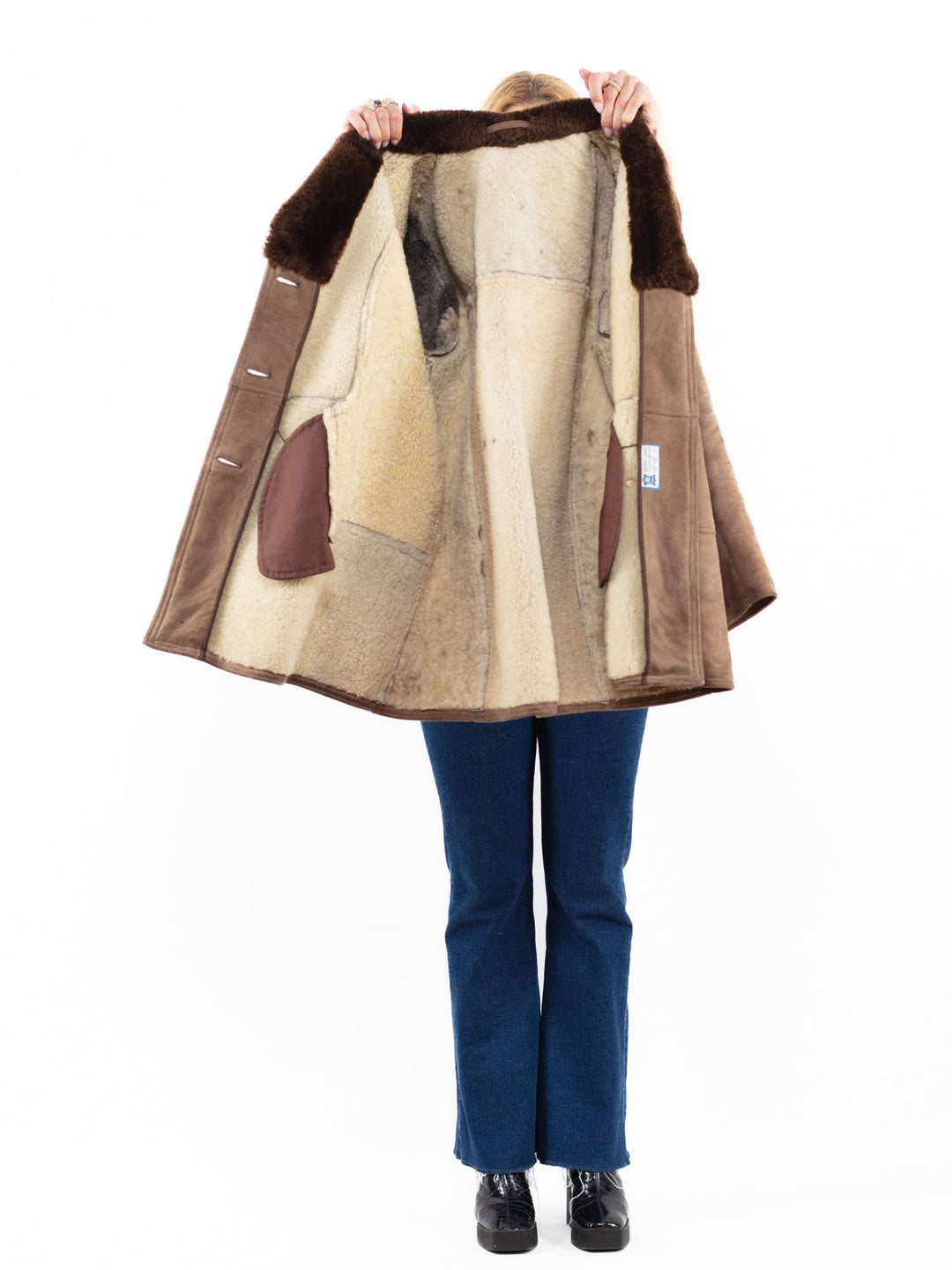 Vintage 70's Women Sheepskin Coat in BeigeA0082