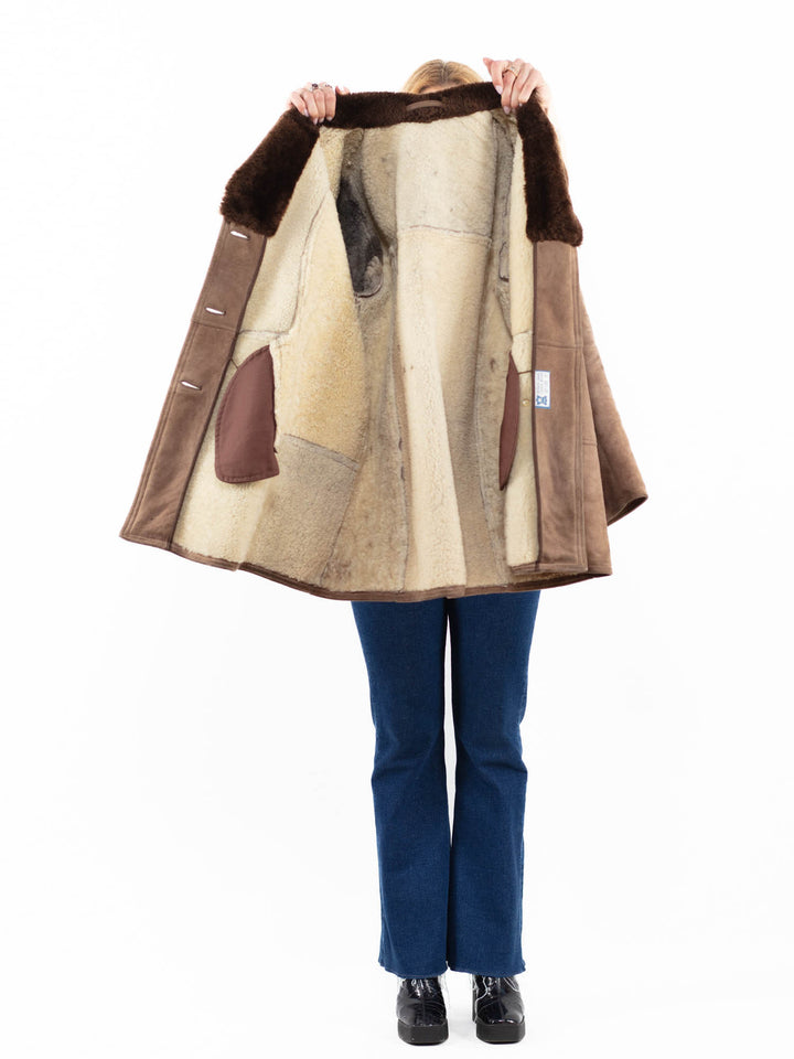 Vintage 70's Women Sheepskin Coat in BeigeA0082